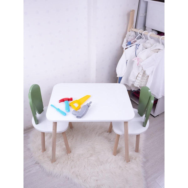 Gyerekasztal székekkel Bunny Two Chair Set - Green, White-VASBÚTOR