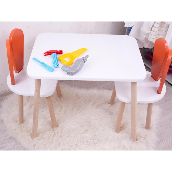 Gyerekasztal székekkel Bunny Two Chair Set - Orange, White-VASBÚTOR