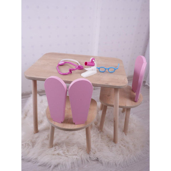 Gyerekasztal székekkel Bunny Two Chair Set - Pink, Brown-VASBÚTOR