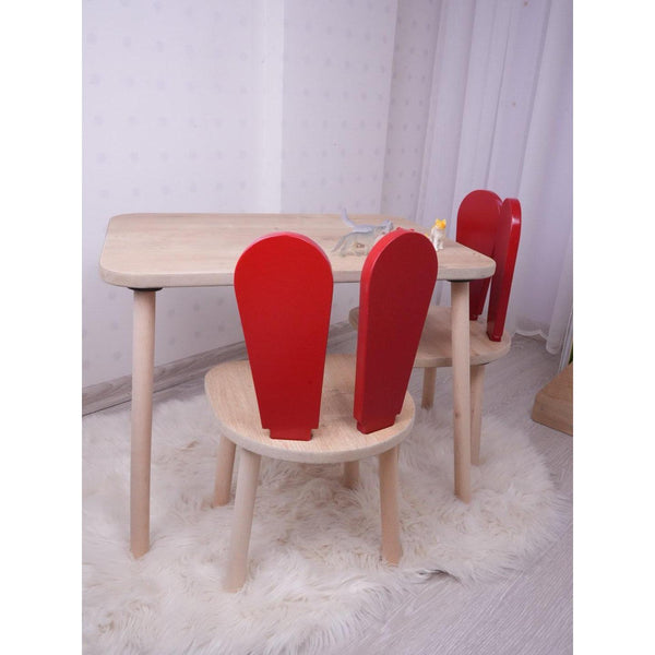 Gyerekasztal székekkel Bunny Two Chair Set - Red, Brown-VASBÚTOR
