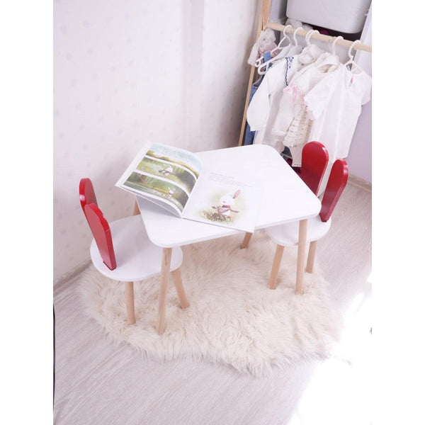 Gyerekasztal székekkel Bunny Two Chair Set - Red, White-VASBÚTOR
