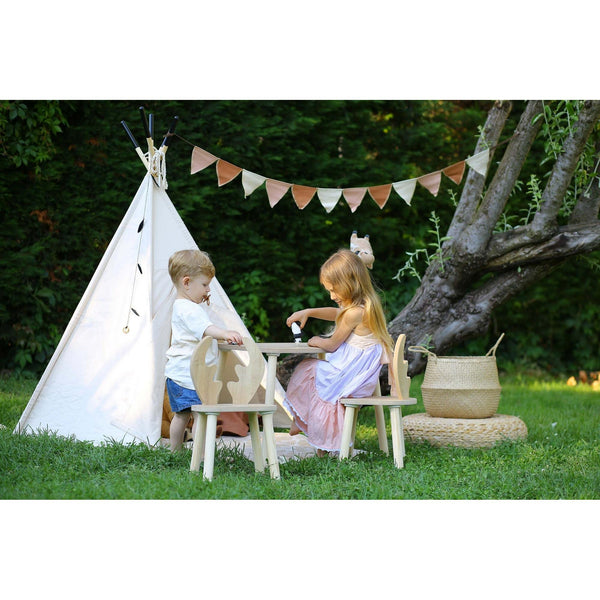 Gyerekasztal székekkel Deer Two Chair Set - Brown-VASBÚTOR