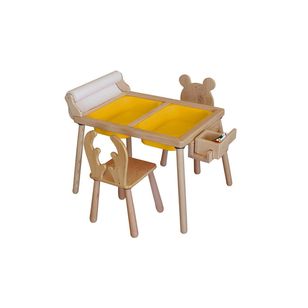 Gyerekasztal székekkel Roll and 2 Chairs - Yellow-VASBÚTOR