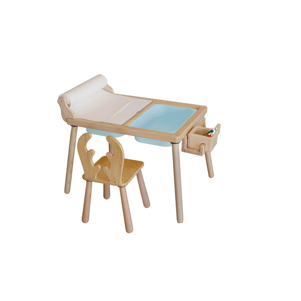 Gyerekasztal székekkel Roll and Chair - Blue-VASBÚTOR