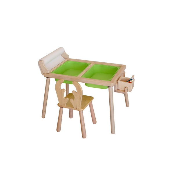 Gyerekasztal székekkel Roll and Chair - Green-VASBÚTOR