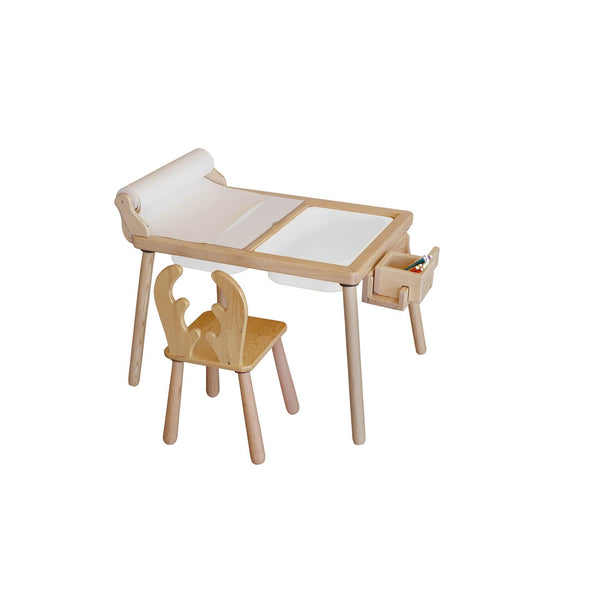 Gyerekasztal székekkel Roll and Chair - White-VASBÚTOR
