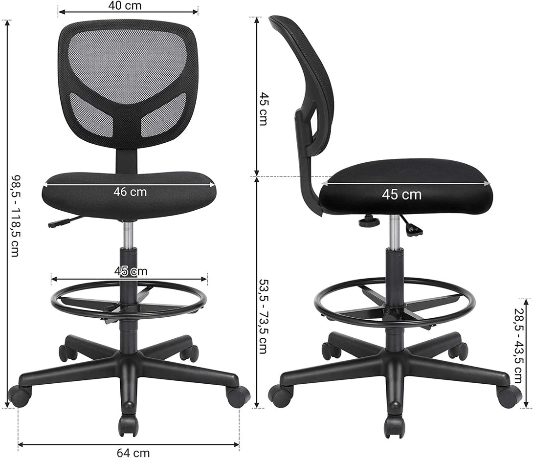 Hálós Irodai szék, forgó szék ülésmagasság 55-75 cm, Fekete-VASBÚTOR