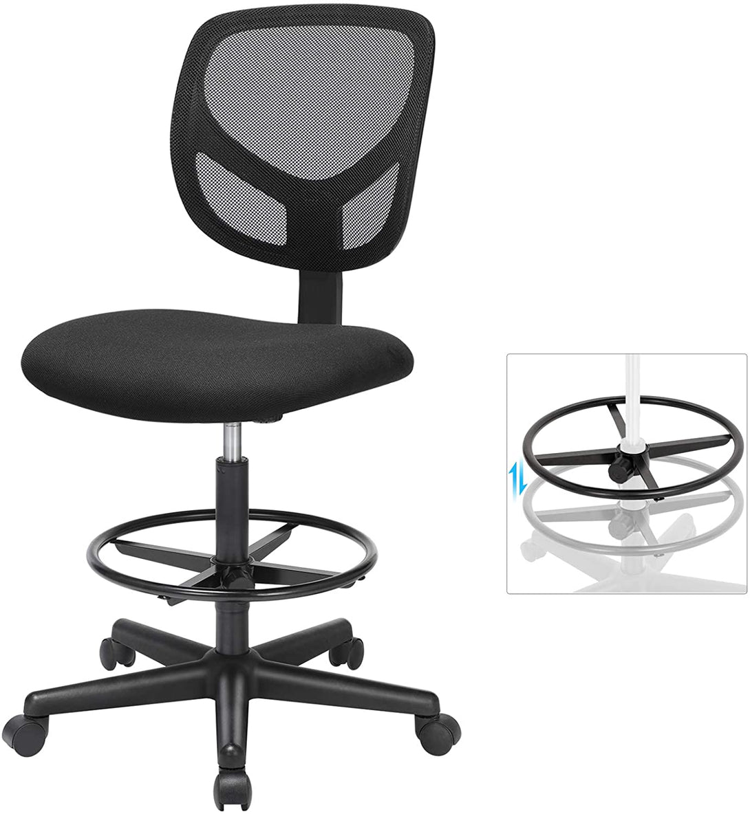 Hálós Irodai szék, forgó szék ülésmagasság 55-75 cm, Fekete-VASBÚTOR