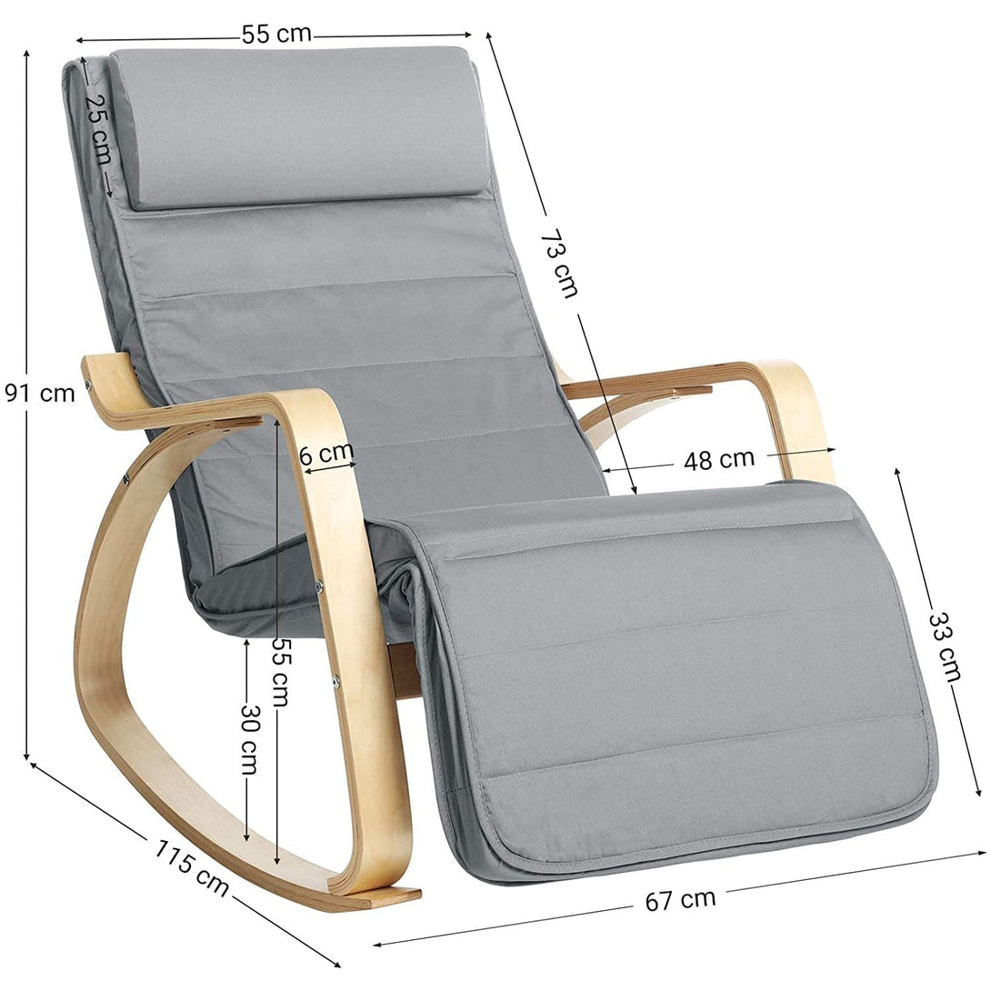 Hintaszék, 5 fokozatú állítható lábtartó, relaxációs szék, 150 kg-ig terhelhető-VASBÚTOR