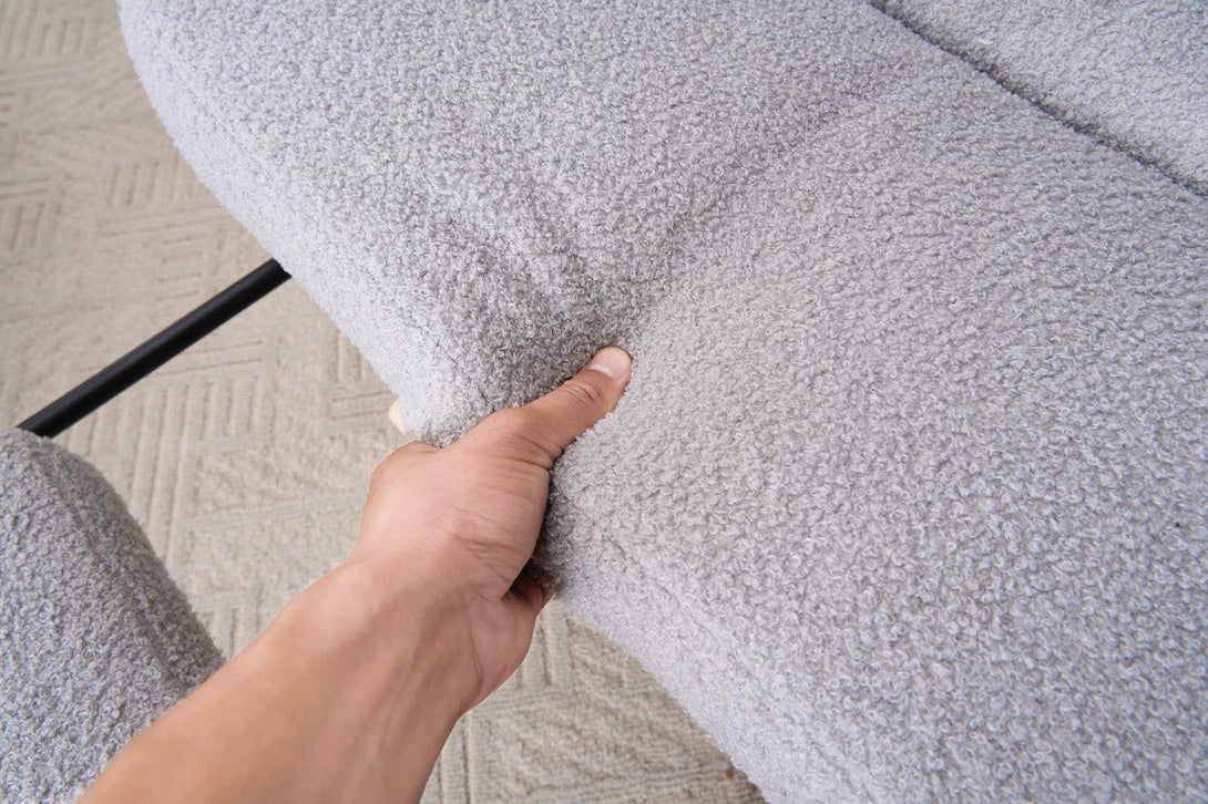 Hintaszék fa lábakkal, plüss szövettel, 4 fokozatban állítható háttámlával, Szürke színben-VASBÚTOR