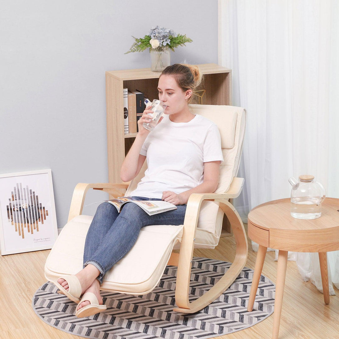Hintaszék, nyírfából készült pihenő fotel, bézs-VASBÚTOR