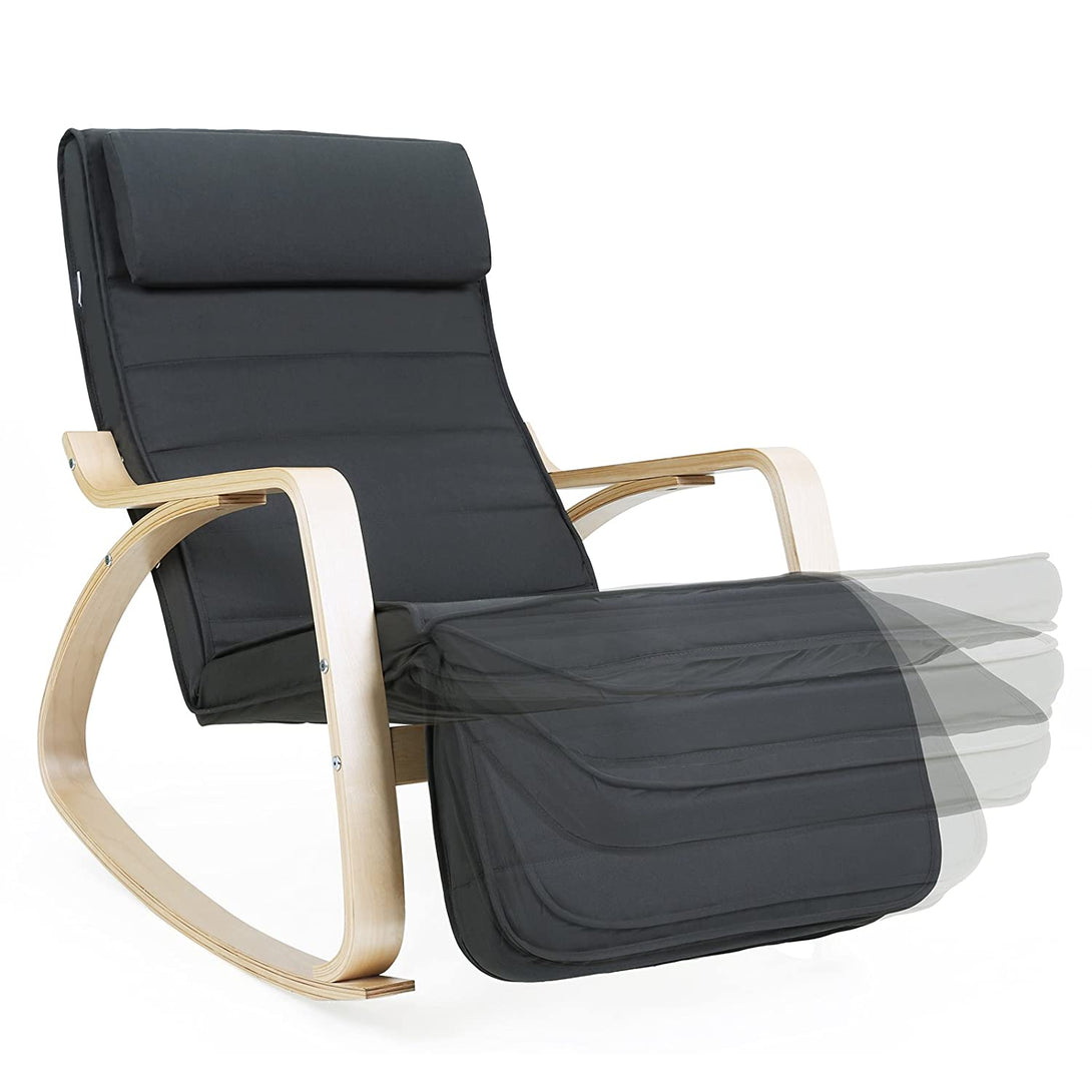 Hintaszék, relaxációs szék, 5 fokban állítható lábtartó, váz masszív nyírfából-VASBÚTOR