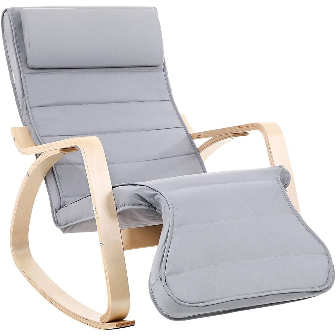 Hintaszék, relaxációs szék 5 irányban állítható lábtartó, világosszürke-VASBÚTOR