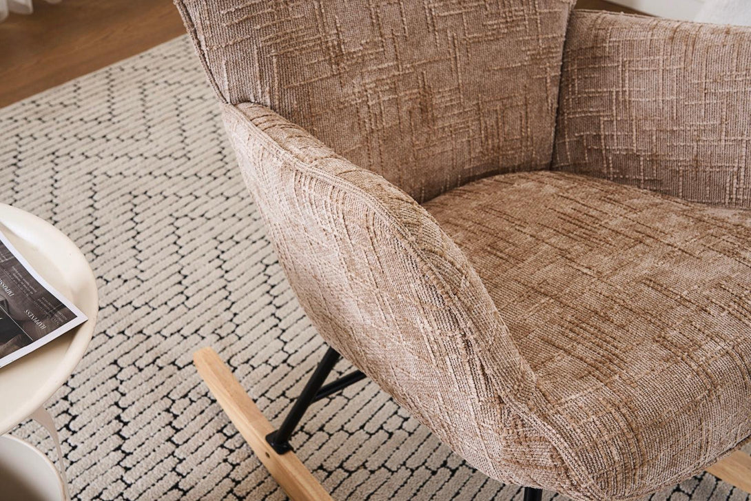 Hintaszék, relaxációs szék kordbársony kárpitozással, bézs-khaki színű-VASBÚTOR