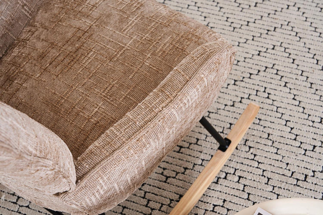 Hintaszék, relaxációs szék kordbársony kárpitozással, bézs-khaki színű-VASBÚTOR