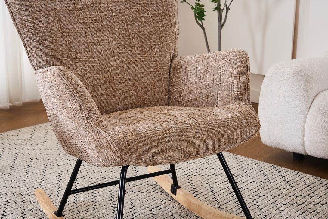 Hintaszék, relaxációs szék kordbársony kárpitozással, bézs-khaki színű-VASBÚTOR