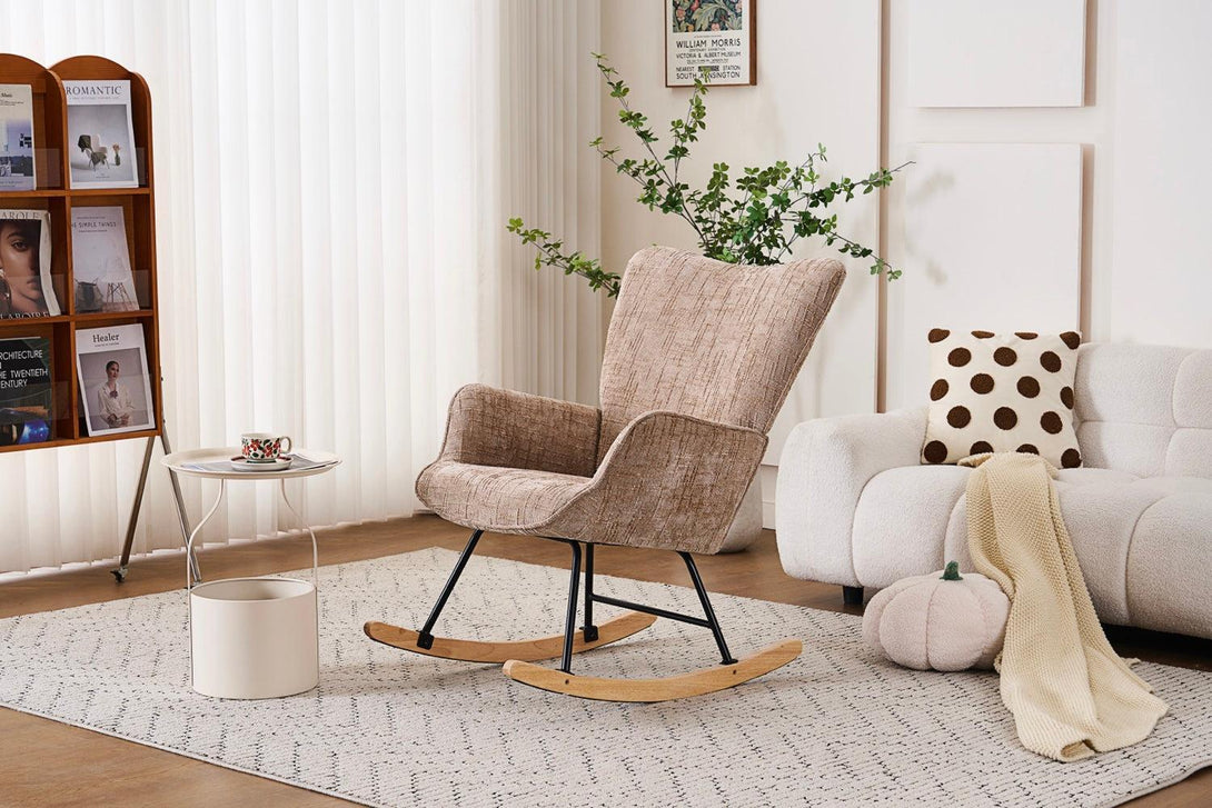 Hintaszék, relaxációs szék kordbársony kárpitozással, bézs-khaki színű-VASBÚTOR