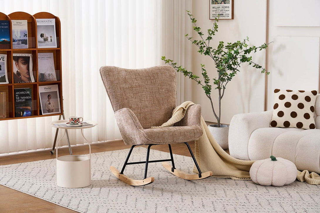 Hintaszék, relaxációs szék kordbársony kárpitozással, bézs-khaki színű-VASBÚTOR