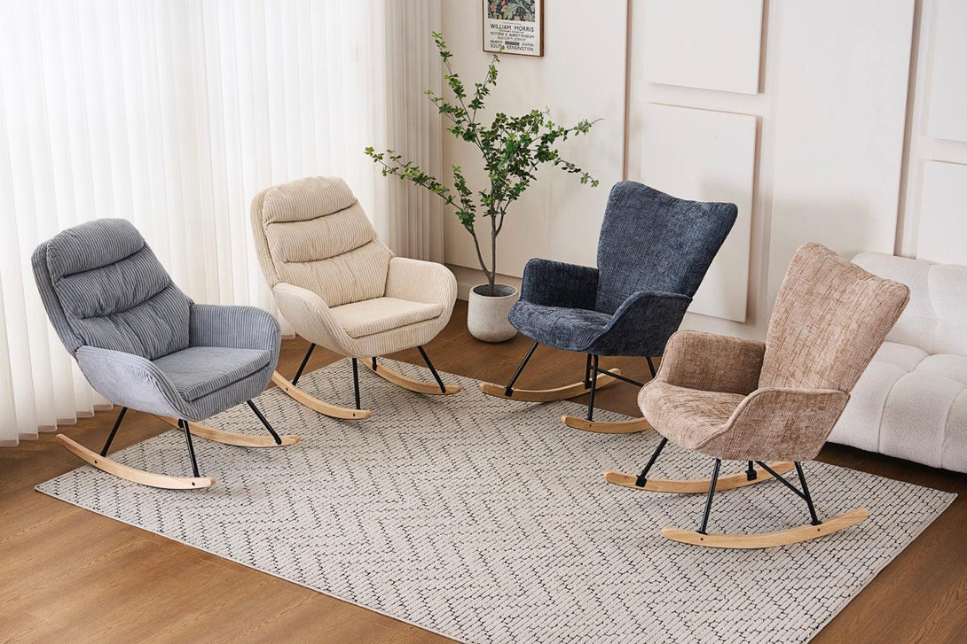 Hintaszék, relaxációs szék kordbársony kárpitozással, bézs-khaki színű-VASBÚTOR