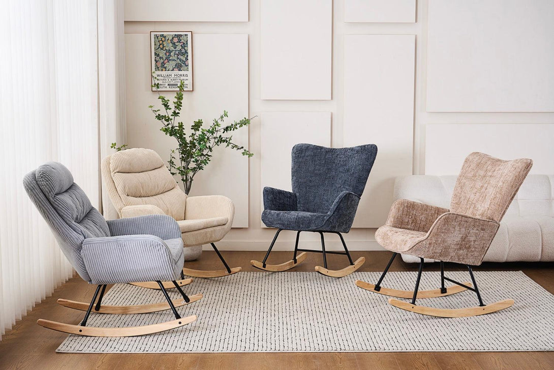 Hintaszék, relaxációs szék kordbársony kárpitozással, sötét szürke-VASBÚTOR