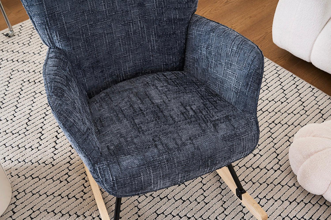 Hintaszék, relaxációs szék kordbársony kárpitozással, sötét szürke-VASBÚTOR