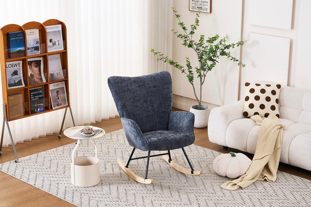 Hintaszék, relaxációs szék kordbársony kárpitozással, sötét szürke-VASBÚTOR