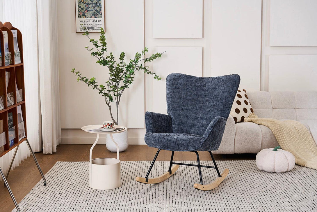 Hintaszék, relaxációs szék kordbársony kárpitozással, sötét szürke-VASBÚTOR