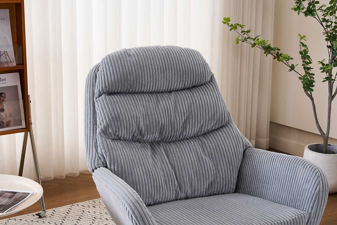 Hintaszék, relaxációs szék kordbársony kárpitozással, szürke-VASBÚTOR