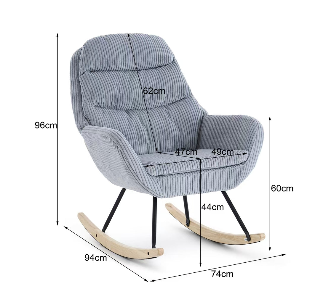 Hintaszék, relaxációs szék kordbársony kárpitozással, szürke-VASBÚTOR