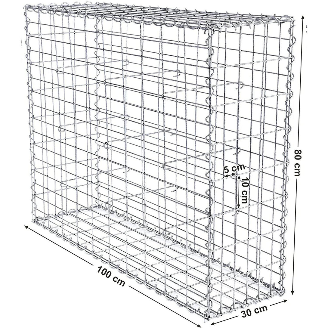 Horganyzott acél gabion kosár, kerti dekor válaszfal, 100 x 80 x 30 cm-VASBÚTOR