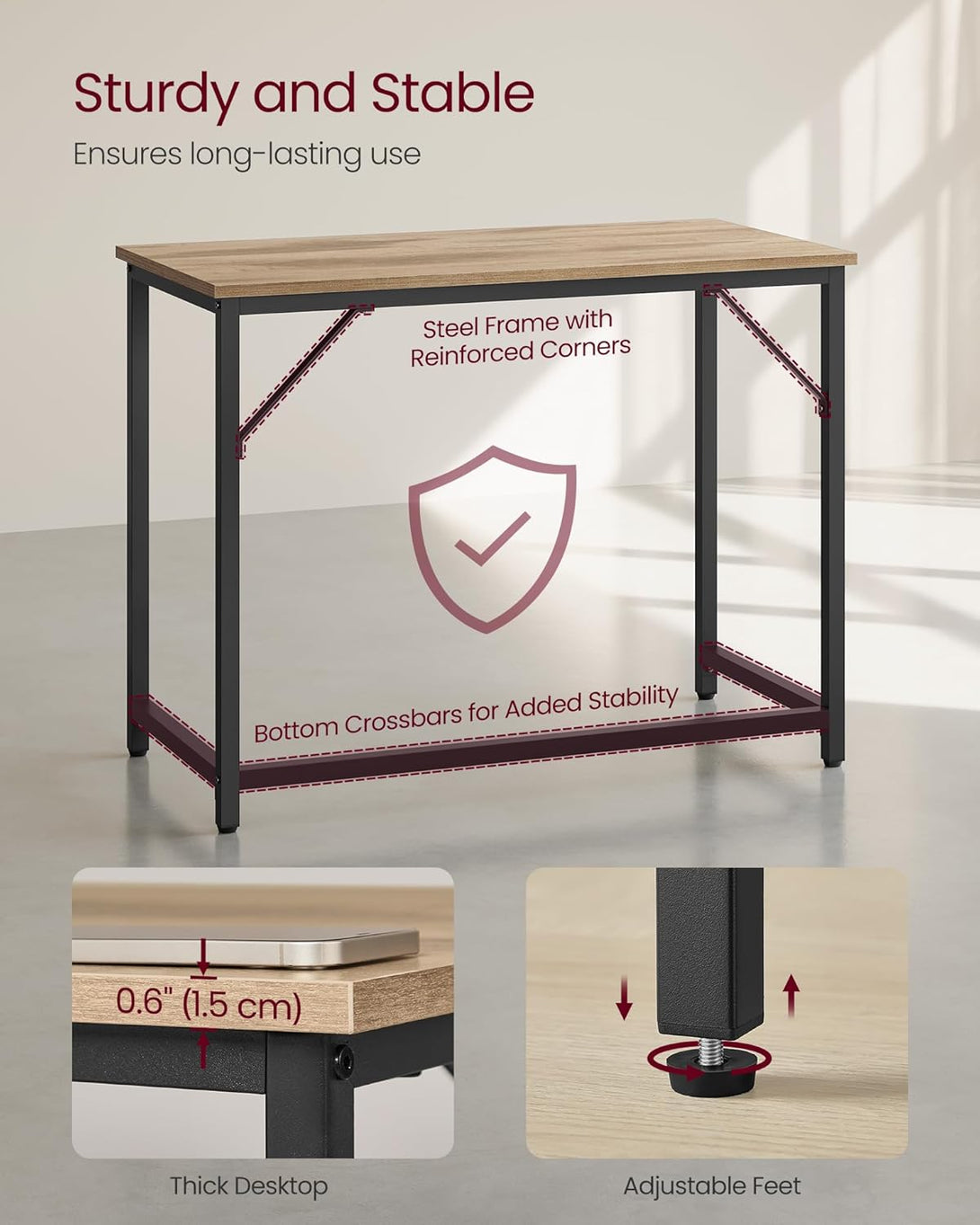 Íróasztal 100 × 50 × 76 cm karamell barna–fekete színben-VASBÚTOR