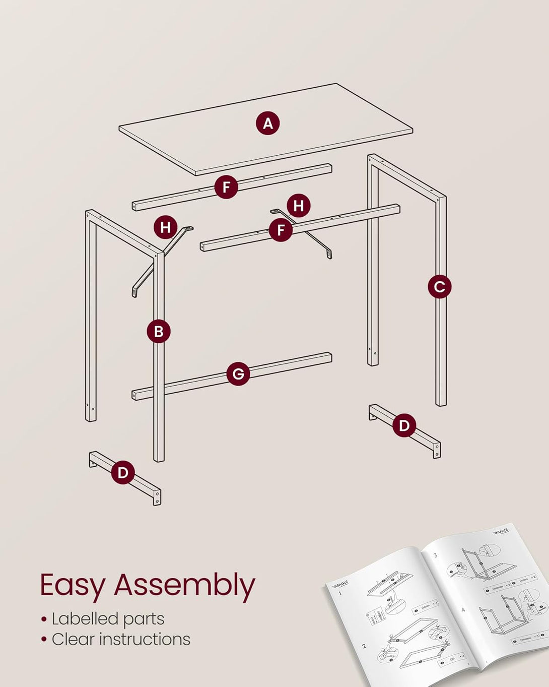 Íróasztal 100 × 50 × 76 cm karamell barna–fekete színben-VASBÚTOR