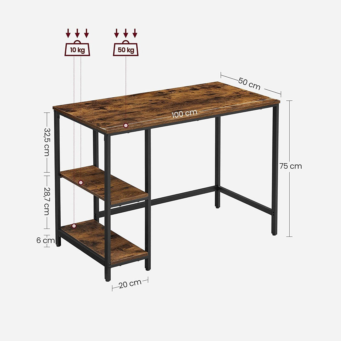 Íróasztal 100x50cm, Számítógépes asztal bal vagy jobb oldali polccal-VASBÚTOR