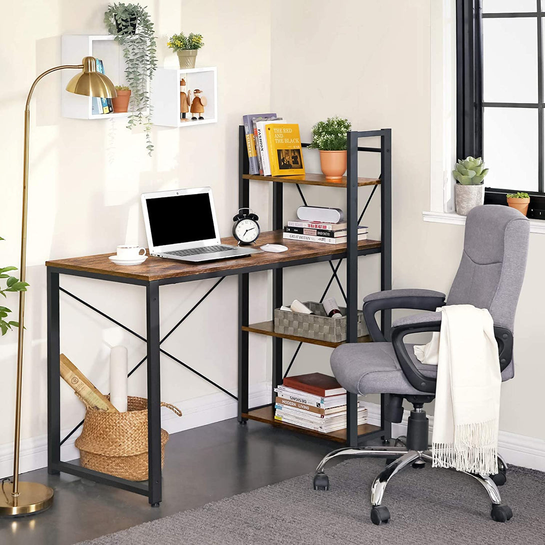 Íróasztal 120x60 cm, polcos íróasztal, számítógép asztal tárolóval-VASBÚTOR