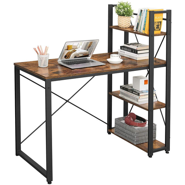 Íróasztal 120x60 cm, polcos íróasztal, számítógép asztal tárolóval-VASBÚTOR