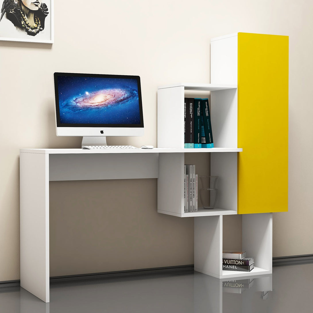 Íróasztal Açelya - White, Yellow-VASBÚTOR