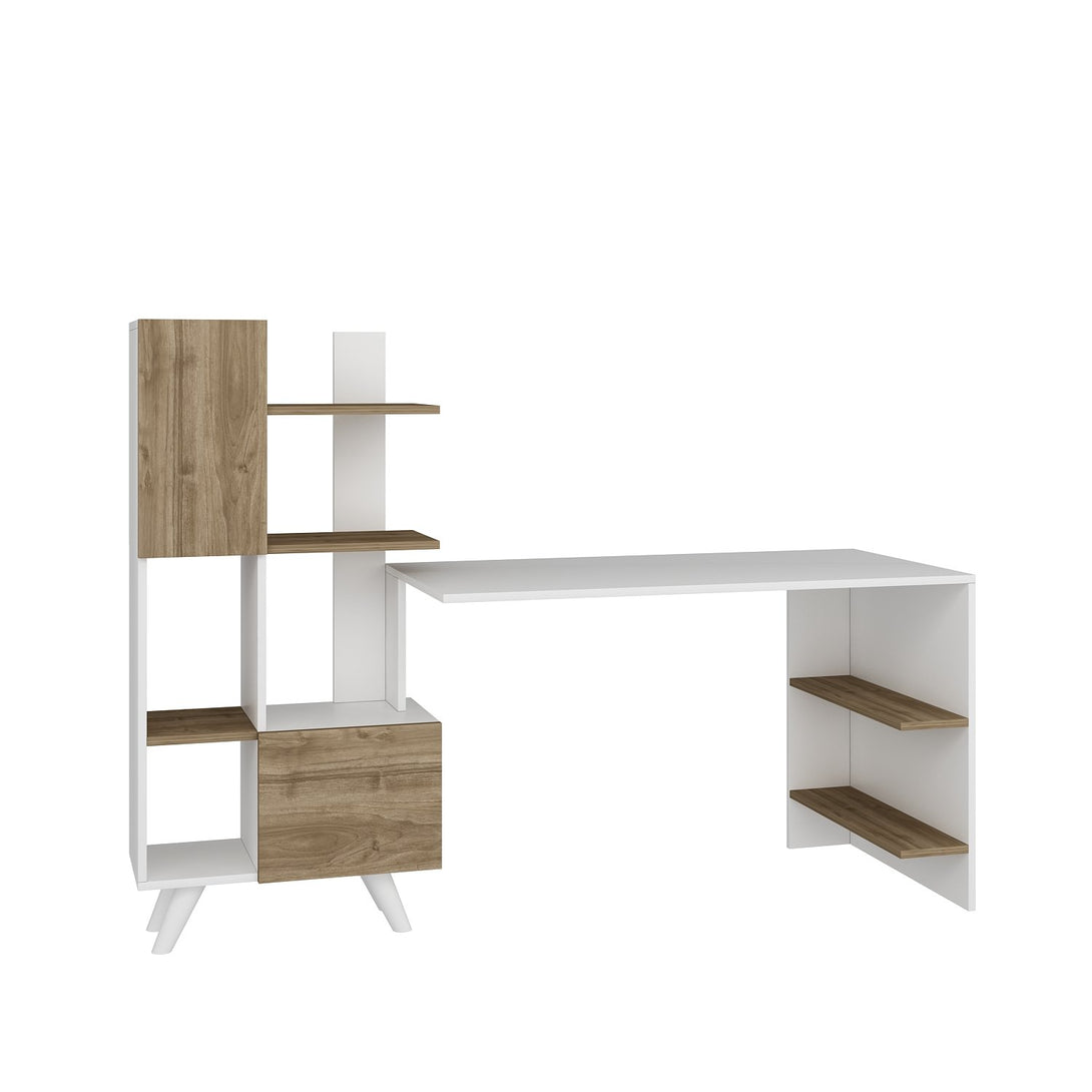 Íróasztal Alis - White, Walnut-VASBÚTOR