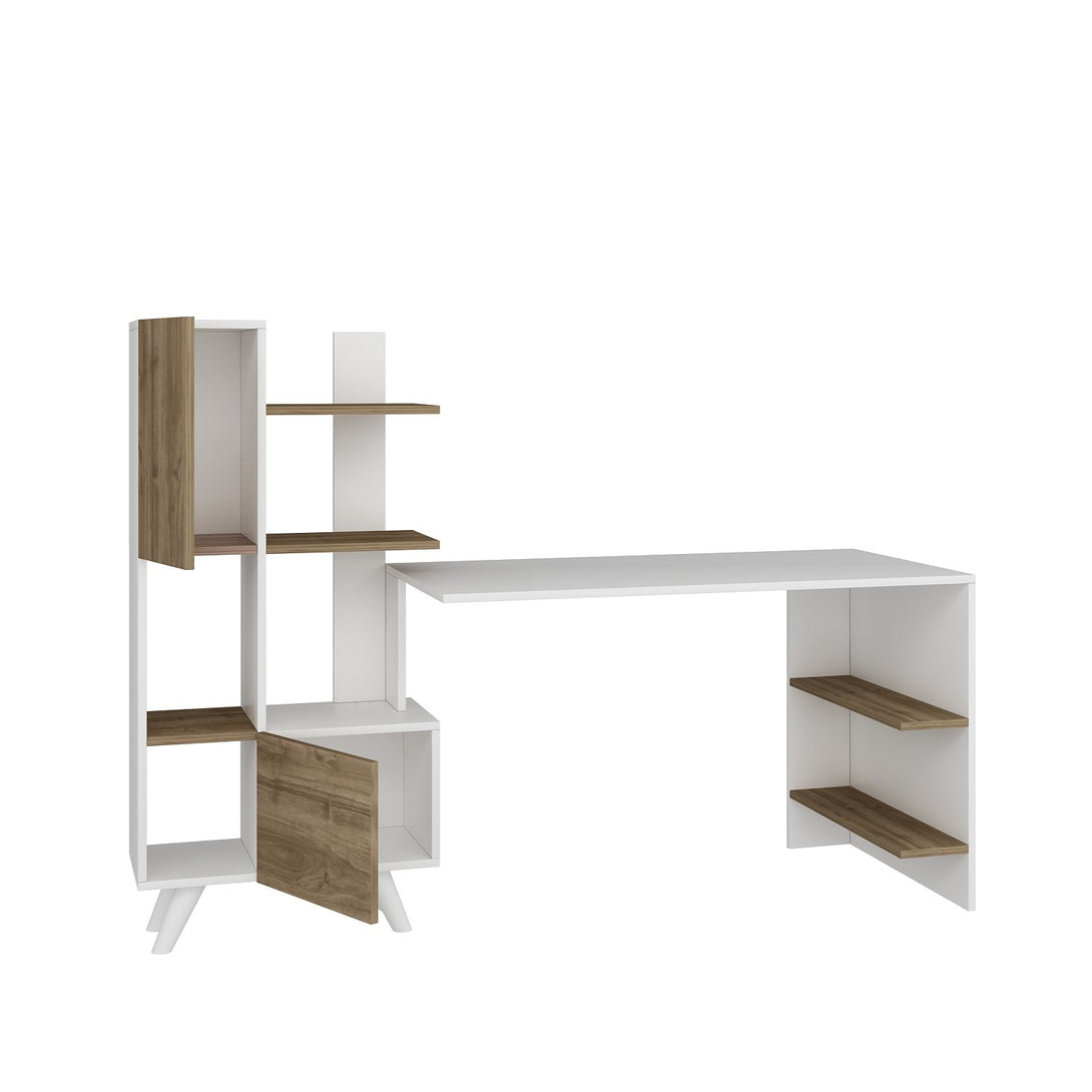 Íróasztal Alis - White, Walnut-VASBÚTOR