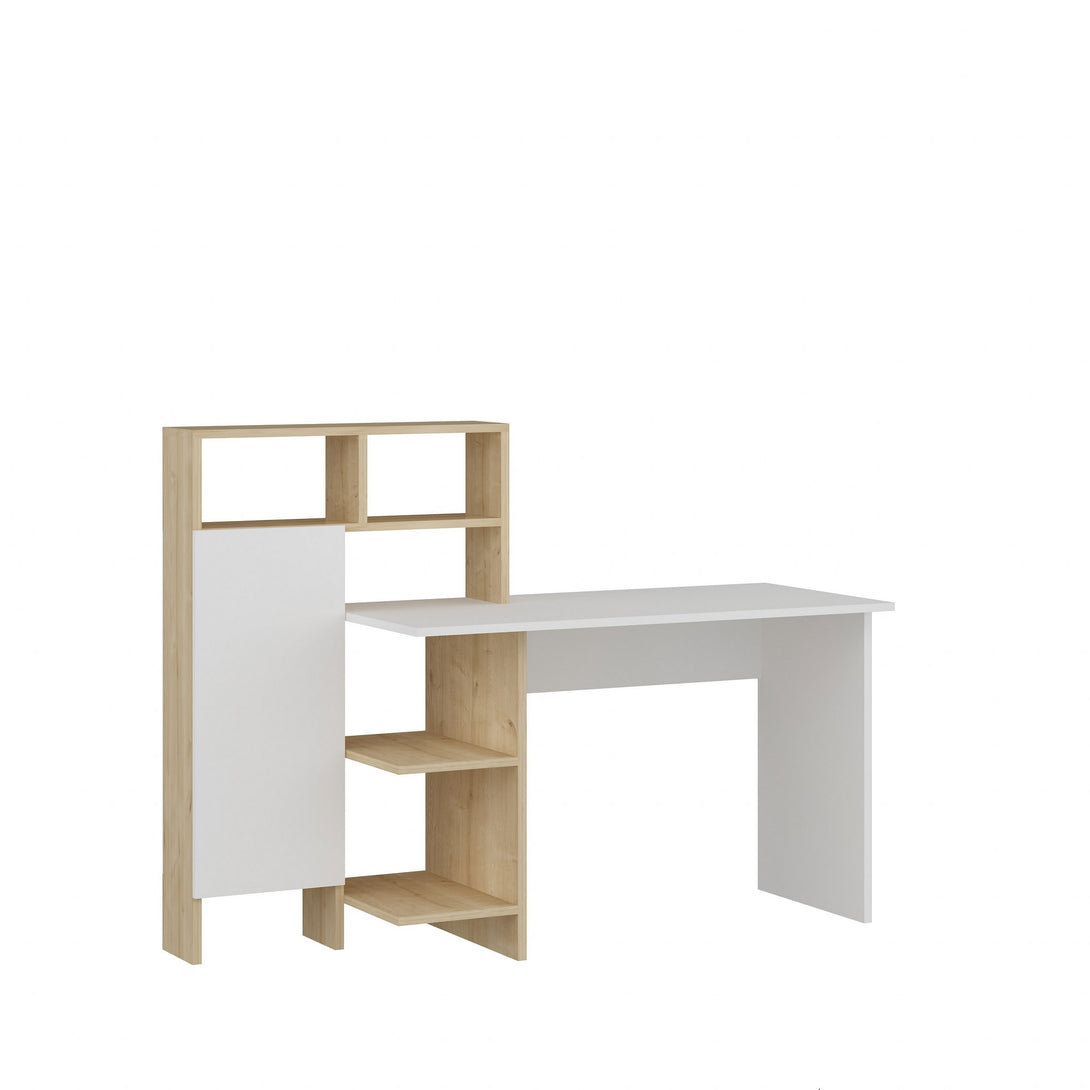 Íróasztal Bugra - White, Oak-VASBÚTOR