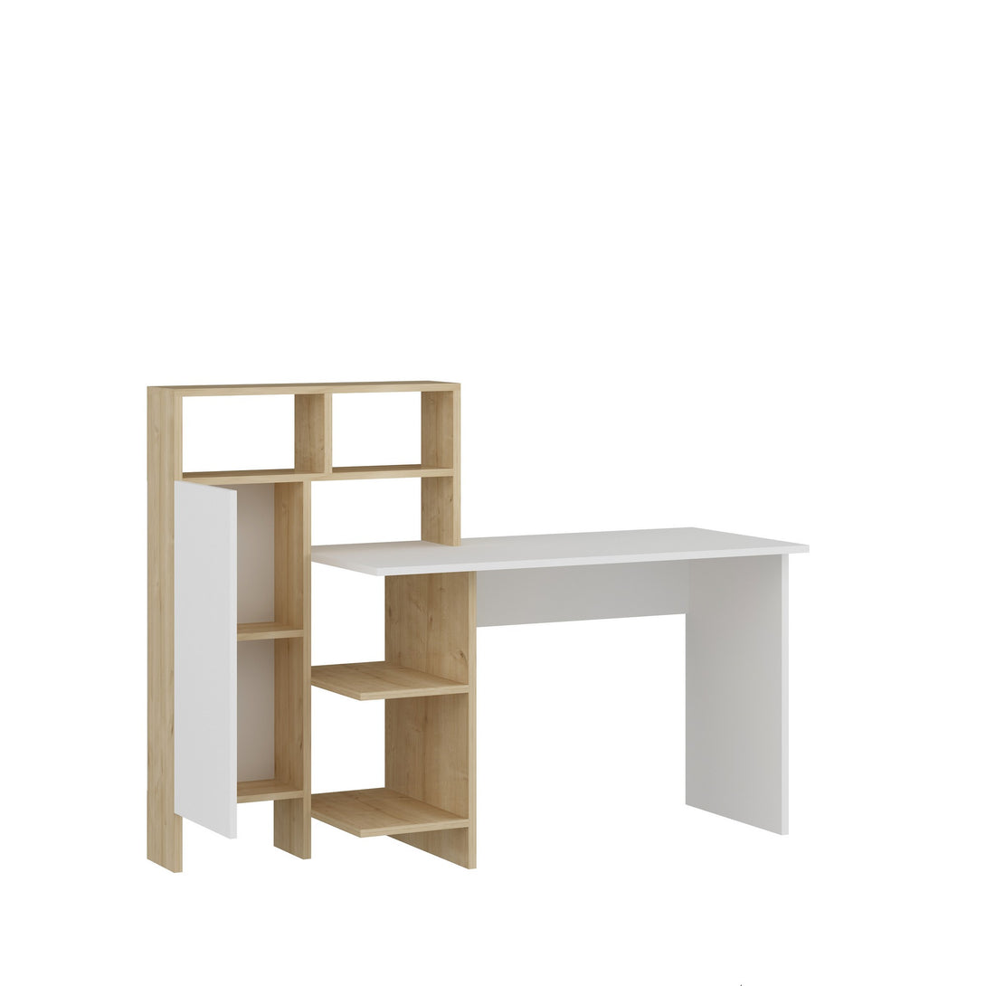Íróasztal Bugra - White, Oak-VASBÚTOR