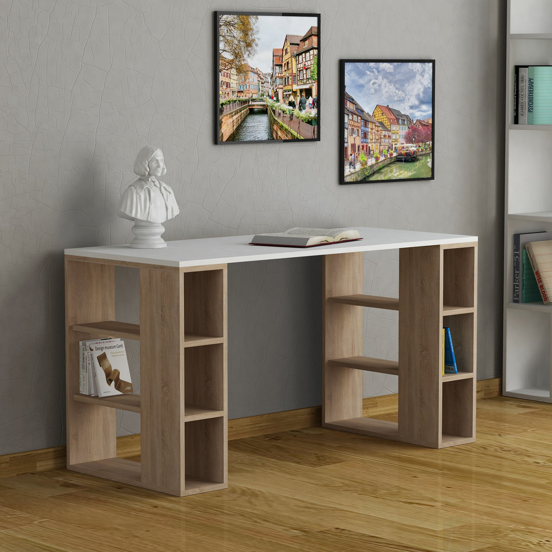Íróasztal Colmar - White, Oak-VASBÚTOR