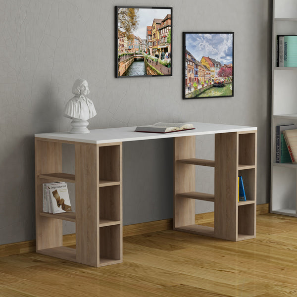 Íróasztal Colmar - White, Oak-VASBÚTOR