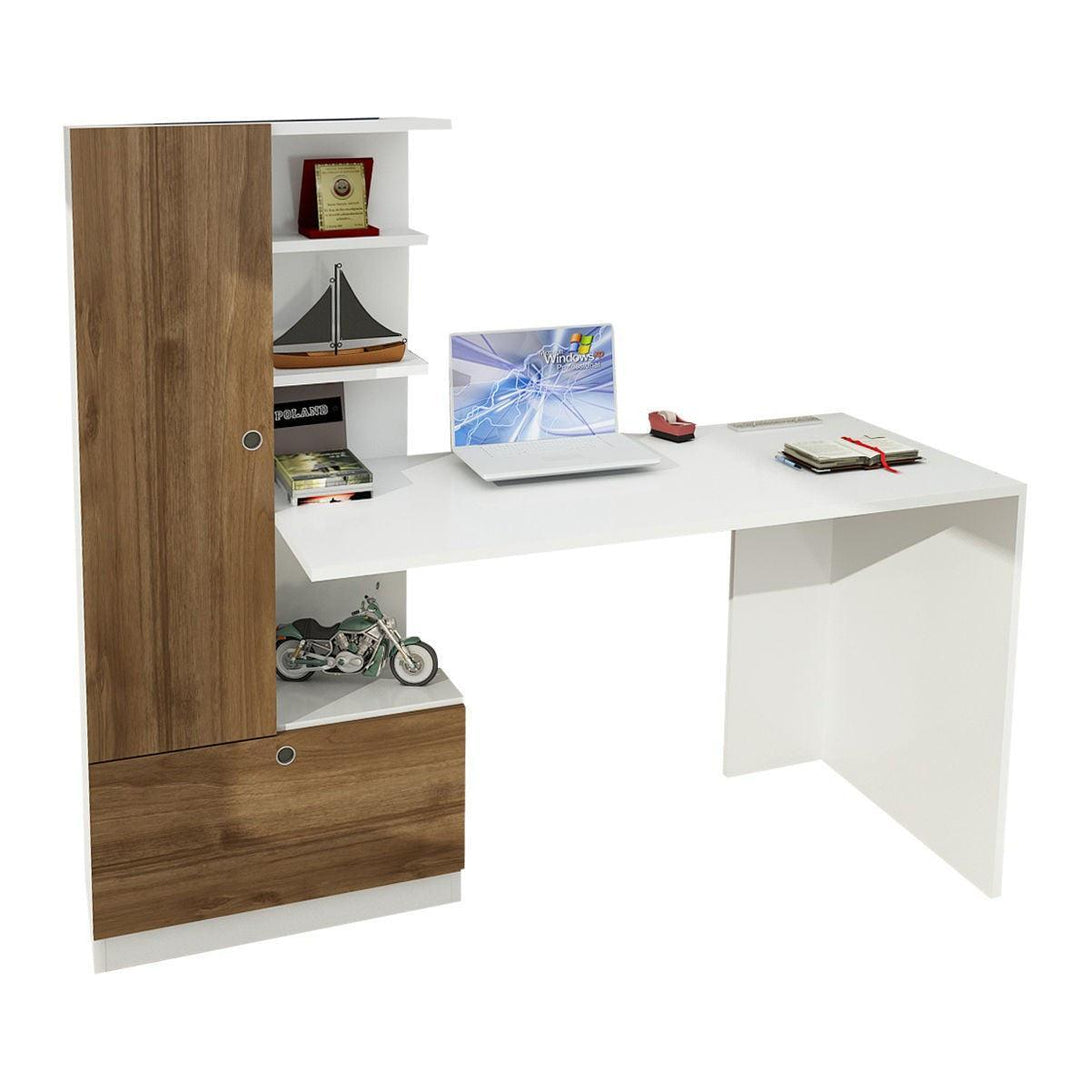 Íróasztal Domingos - White, Walnut-VASBÚTOR