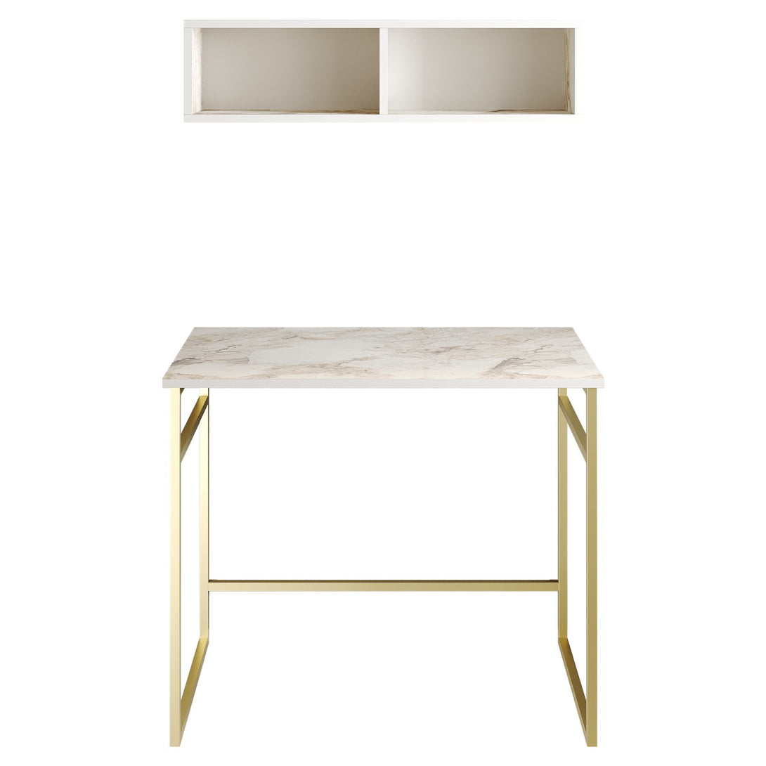 Íróasztal Gama - White, Gold-VASBÚTOR
