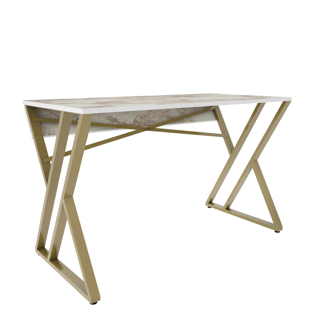 Íróasztal Gyza - White, Gold-VASBÚTOR