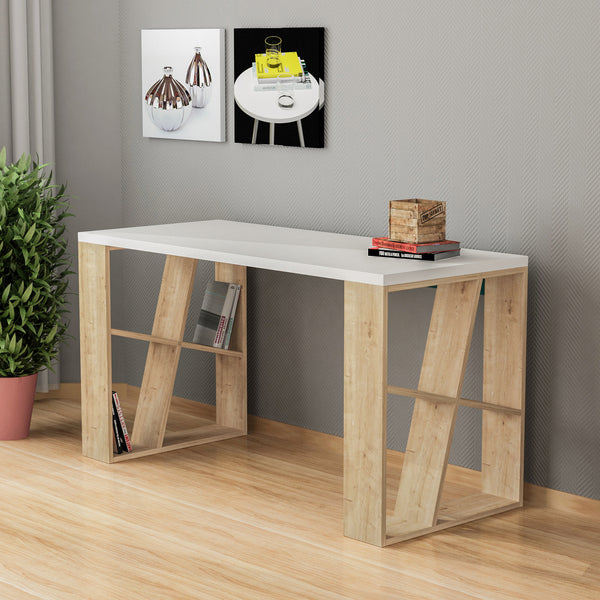 Íróasztal Honey - White, Oak-VASBÚTOR