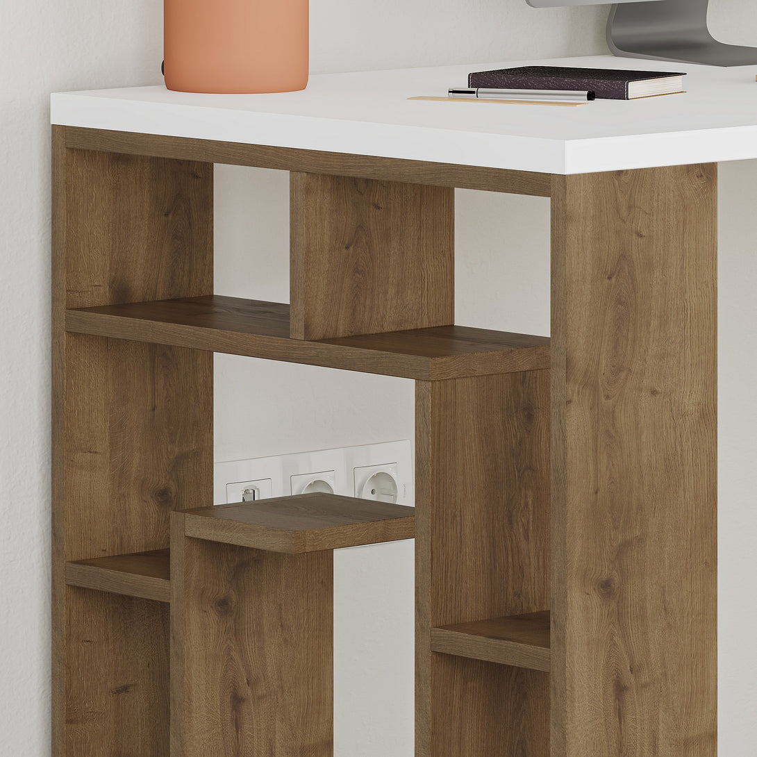 Íróasztal Maze - White, Dark Oak-VASBÚTOR