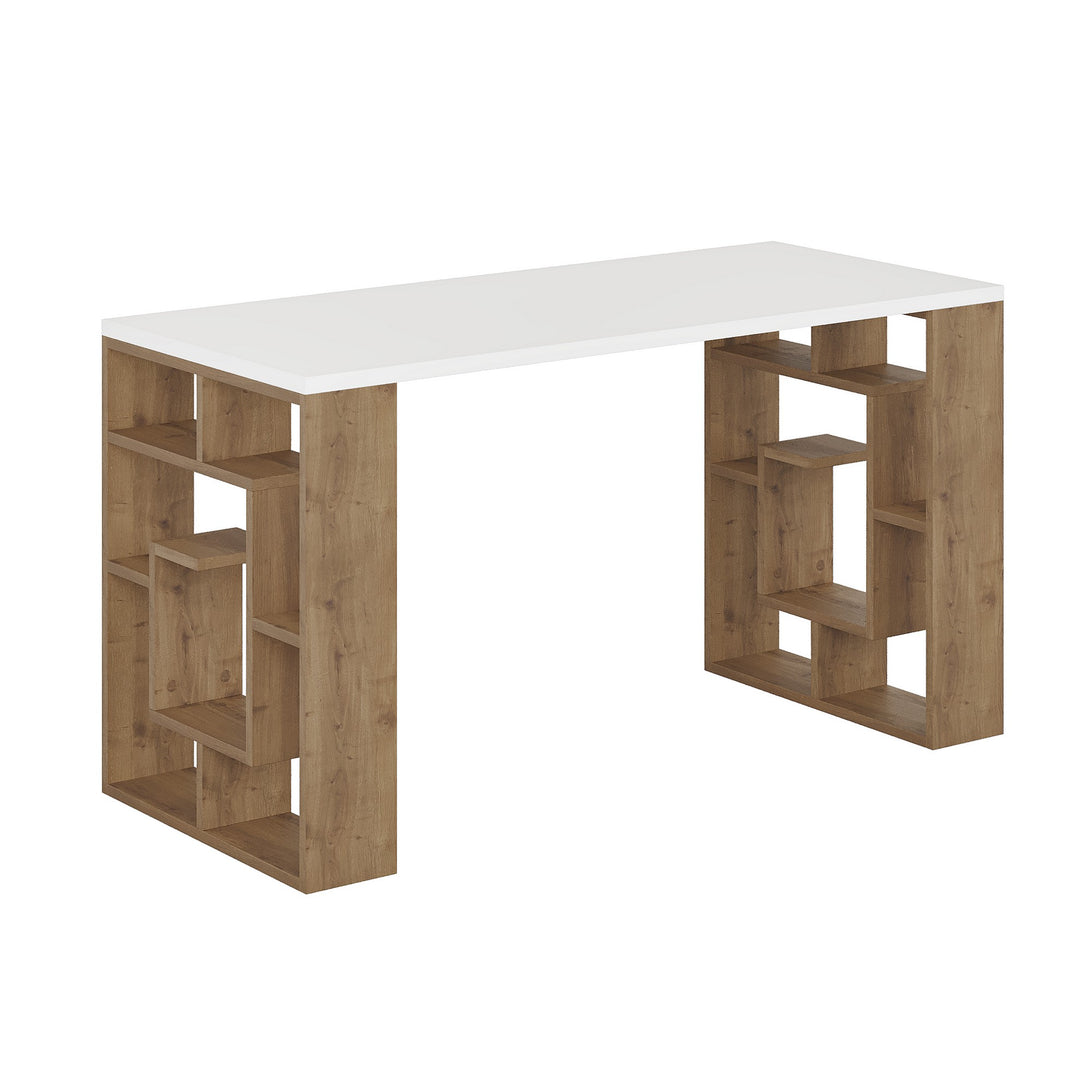 Íróasztal Maze - White, Dark Oak-VASBÚTOR