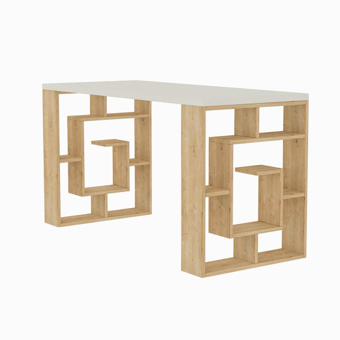 Íróasztal Maze - White, Oak-VASBÚTOR