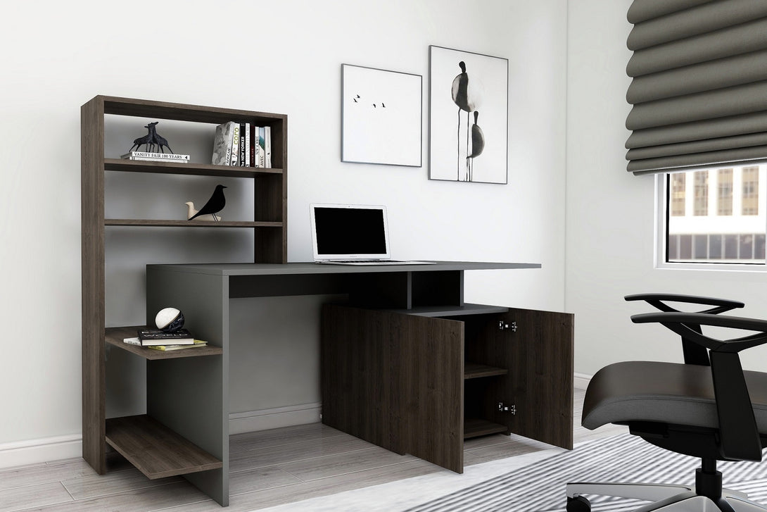 Íróasztal Melis - Walnut, Anthracite-VASBÚTOR